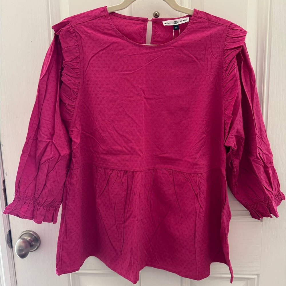 Michelle McDowell Fuchsia Ruffle Blouse